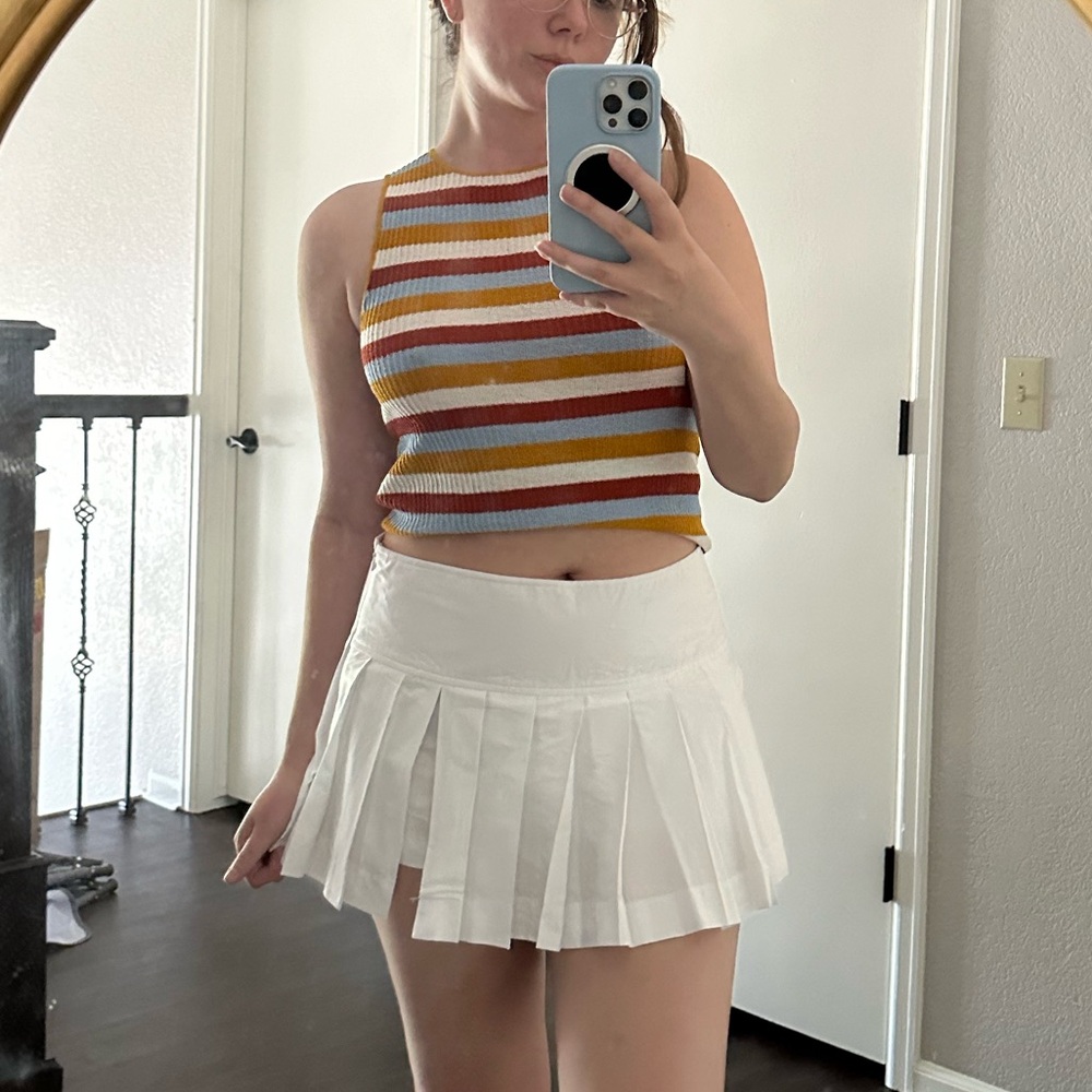 Zara white pleated skort